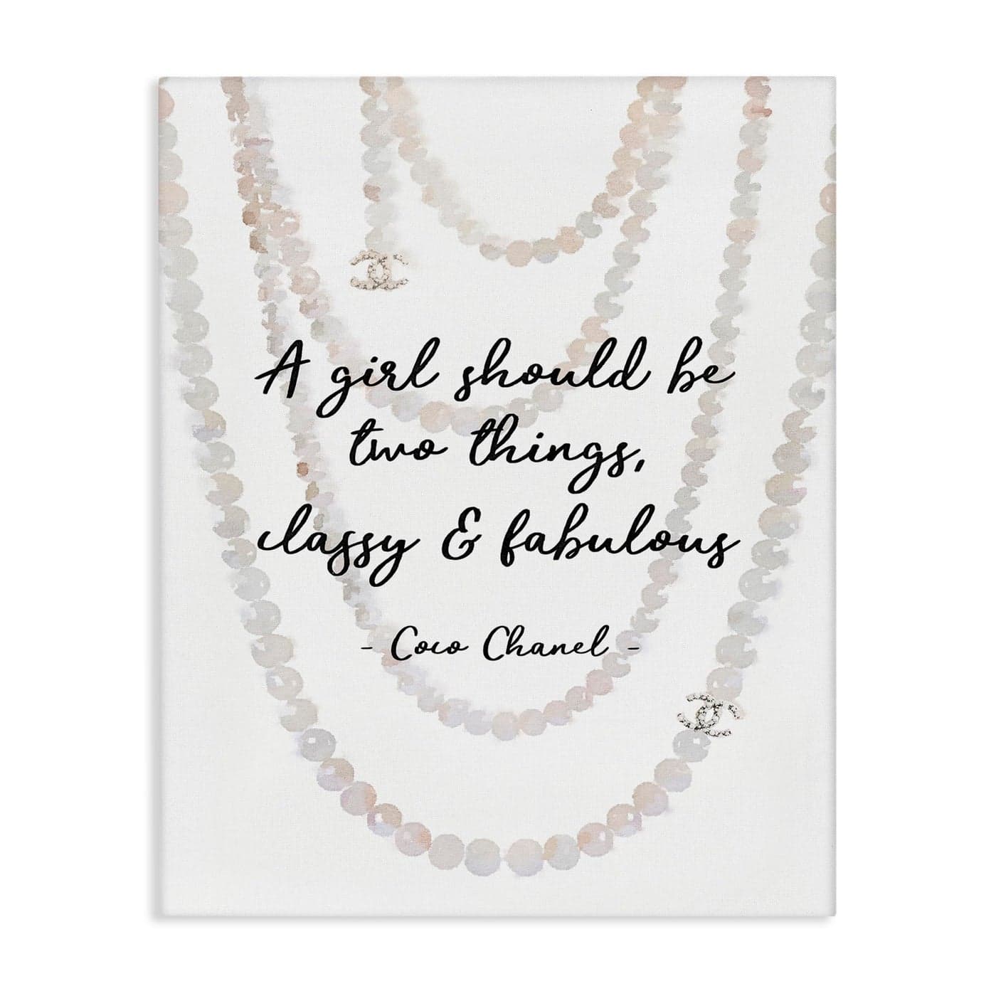 Stupell Industries Classy and Fabulous Fashion Quote with Pearls Canvas Wall Art 16 x 20 Off White
