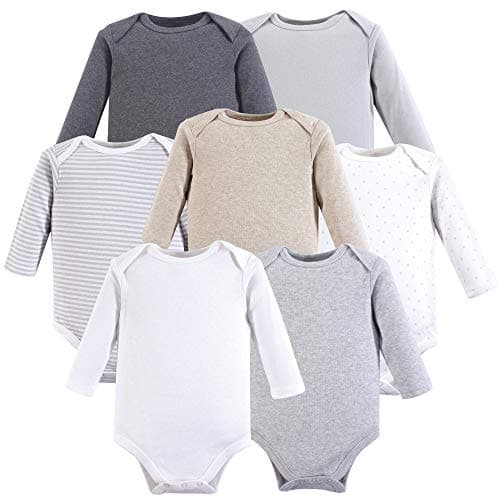 Hudson Baby Unisex Baby Cotton Long-sleeve Bodysuits, Neutral Basic, 3-6 Months US