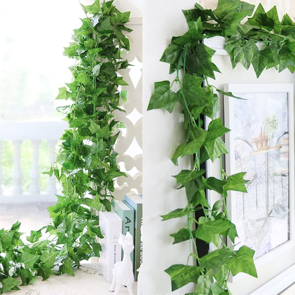 2pcs Artificial Ivy Garland Fake Ivy Garland Decorations Ivy leaves UV Resistant Fake Vine Green Leaves Fake Plants Vine Hanging Plant DIY Decoration for Wedding Party Garden WallHome