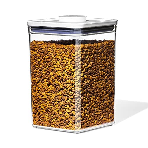 OXO Good Grips Pet POP Container – 4.4 Qt/4.2 L with Scoop |Ideal for up to 4lbs of Dog Food or 3.5lbs of Cat Food, Airtight Storage Container, BPA Free