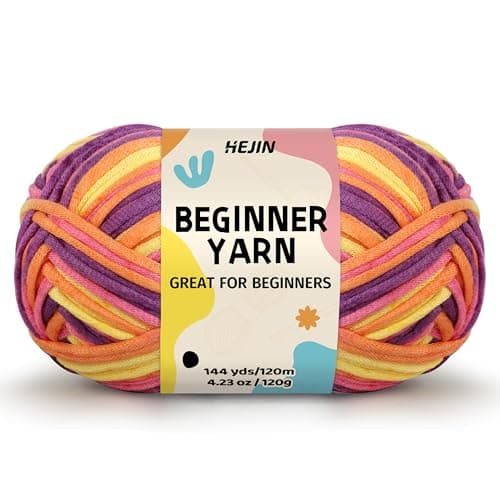 120g Fruit Yarn for Crocheting and Knitting; Rainbow Yarn for Beginners with Easy-to-See Stitches;Worsted-Weight Medium #4 for Beginners Crochet Kit Making