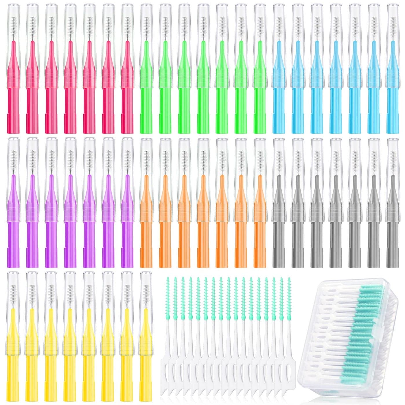 Zopeal 250 Pieces Braces Flossers Interdental Brush for Cleaner Tooth Toothpick Dental Teeth Flossing Picks Head Oral Dental Hygiene Cleaning Tool Soft CleanersCute Color