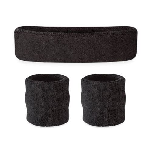 Suddora Sweatbands for Kids, Moisture Wicking 2 Wristbands and 1 Headband Set, Soft and Skin-Friendly Fabric, Moisture-Wicking Athletic Sweat Bands for Basketball, Baseball, Soccer, Black