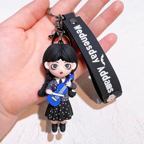 FancyDressWale Wednesday Merchandise Keychain Wensday Addams halloween Gifts for BFF Daughter Teen Girls Heart Keychains Birthday Gift (Wednesday Violin)
