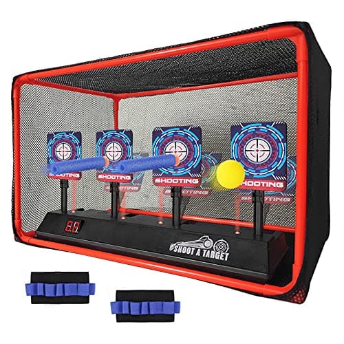MTISGREAT Electronic Auto Reset Digital Shooting Target with net for Toy Gun Gifts for Kids Boys Girls Age 3