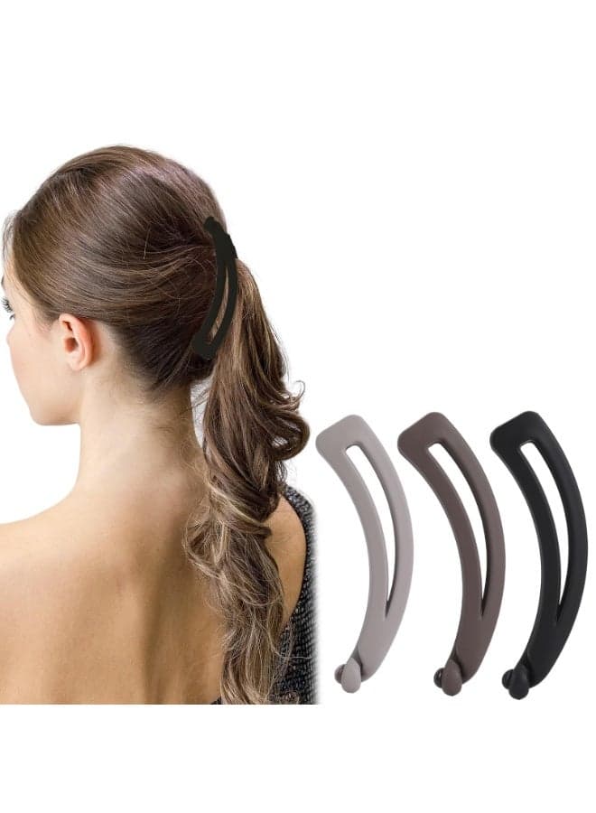 3 PCS Banana Hair Clips, Brown Banana Clips For Women Girls, Matte Cute Banana Clip, Large Claw Clips For Thick Thin Hair, Hair Clips For Ponytail Holders, Women Hair Accessories Gifts