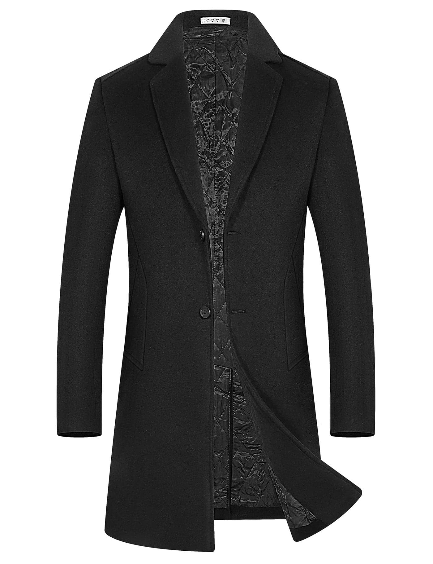 BOJIN Mens Trench Coat Wool Blend Top Pea Coat Classic Stylish Business Overcoat 1967 Black 2X