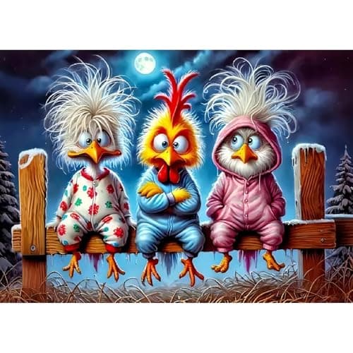 Chicken Diamond Art Kits for Adults 5D Chicken Diamond Painting Kits for Beginners Round Full Drill Diamond Art Painting Kit DIY Crystal Rhinestone Funny Gem Art Craft for Home Decor 12 x 16 Inch