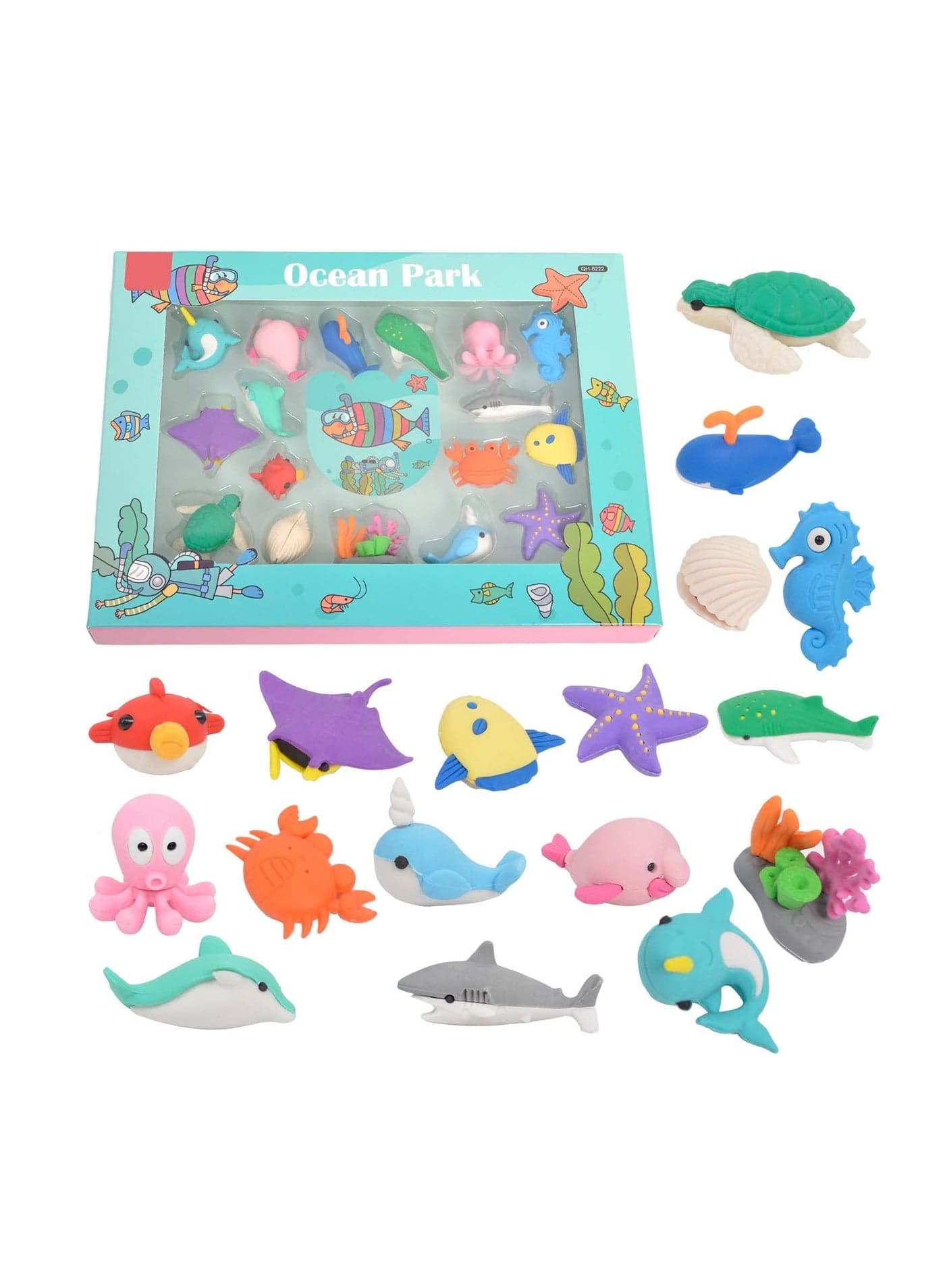 Erasers for Kids, Novelty Erasers Cute Pencil Erasers Mini Puzzle Rubber Erasers for Boys, Girls, Students, Party Favors, Birthday Gift, Homework School Prize Rewards, Ocean Sea Animals