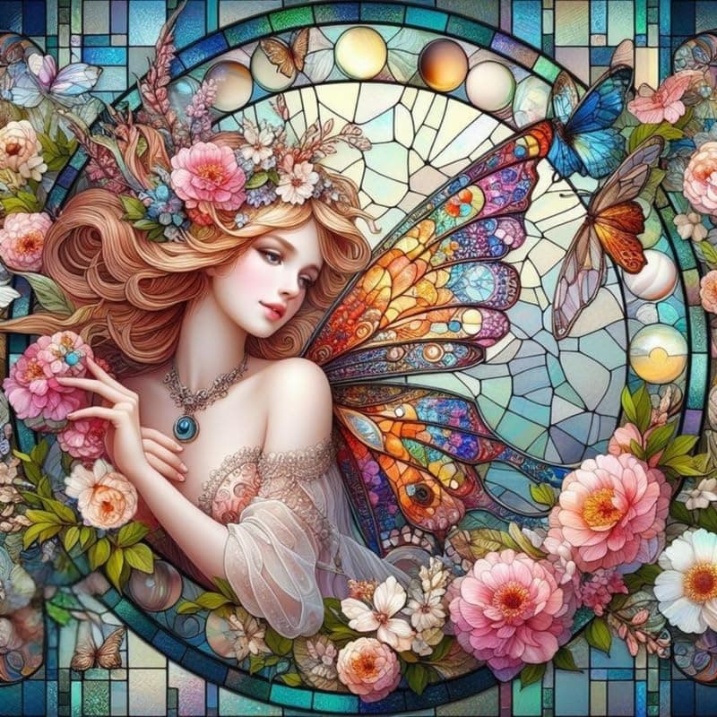 TULIP N TURTLE Winged Blossom DIY 5D Diamond Painting Kit Round Dril Cross Stitch