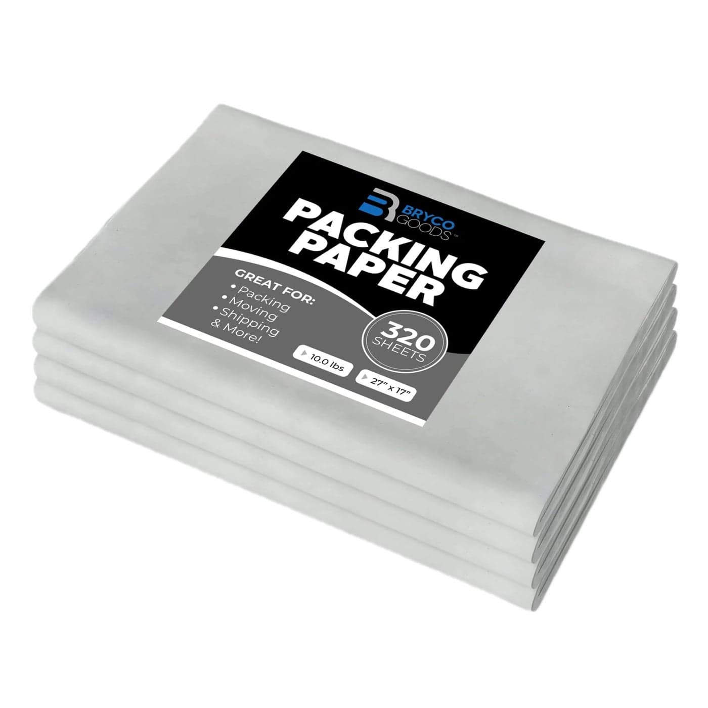 Bryco Goods Newsprint Packing Paper Sheets for Moving 10lb 320 Sheets of Newspaper Paper Wrapping and Protecting Fragile Items Box Filler Shipping Supplies 27 x 17 Made in the USA