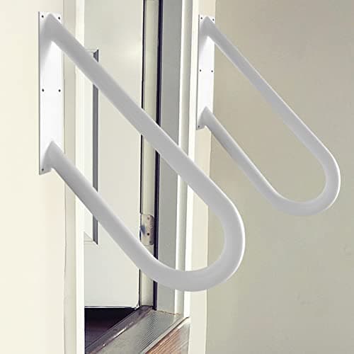 2 Pack Handrail for 1-2 Step Stairs, Wall Mount handrails for Outdoor Steps, Garage Railing with White Powder Coat Finished, Suitable for Garage, Porch and Garden(18.9" Length, φ1.3"Pipe, White)
