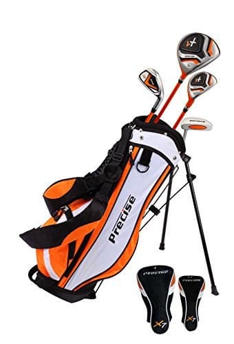 Precise X7 Junior Complete Golf Club Set for Children 3 Age Groups Boys Girls Right Hand Left Hand Kids Golf Clubs Set w 2 HCs Flex Shafts Lightweight Stand Bag with Dual Straps
