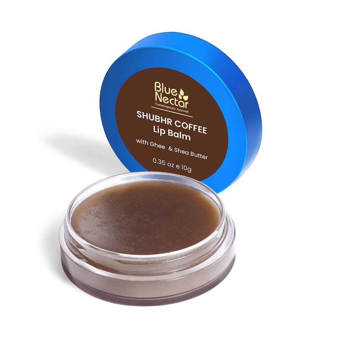 Blue Nectar Natural Hydrating Coffee Lip Balm with Organic Ghee for Dry Cracked Lips Ayurvedic Lip Gloss with Herbal Clean Ingredients 035 oz 10 Herbs