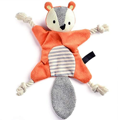 Vitscan Squirrel Plush Toy Stuffless Dog Chew Toy with Rope Knots Crinkle Squeaky Toy for Small Dogs
