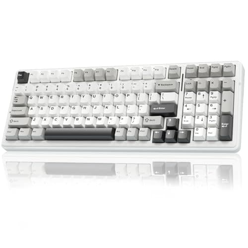 Aula F99 Wireless Mechanical Keyboard | Tri-Mode BT5.0/2.4GHz/USB-C Hot Swappable | Pre-lubed Linear Switches, Gasket Structure | RGB Backlit Gaming Keyboard (Grey+White - Graywood Switch)