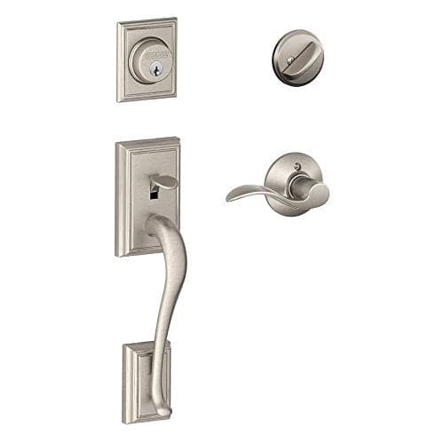 SCHLAGE Addison Single Cylinder Handleset and Right Hand Accent Lever, Satin Nickel (F60 ADD 619 Acc RH)