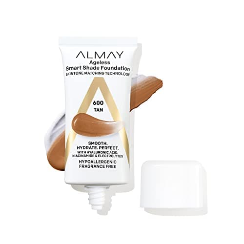 Almay AntiAging Foundation Smart Shade Face Makeup with Hyaluronic Acid Niacinamide Vitamin C E HypoallergenicFragrance Free 600 Tan 1 Fl Oz Pack of 1