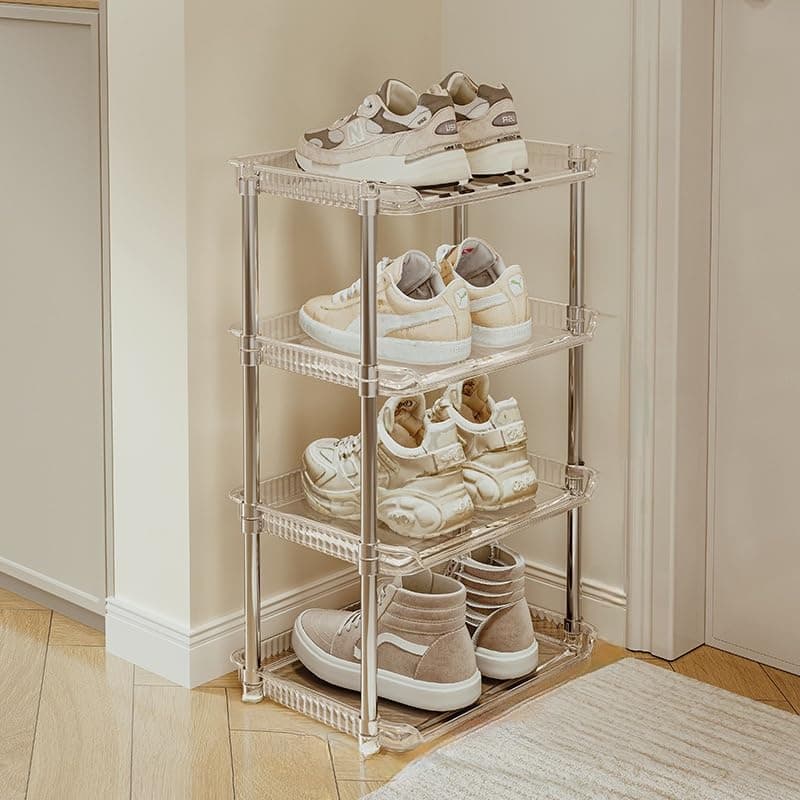 KREPS 4-Tier Vertical Shoe Rack Organizer, Space-Saving Metal & Plastic Storage Shelf for Shoes, Boots, Heels, and Sandals, Durable and Easy Assembly (4 - Layer)