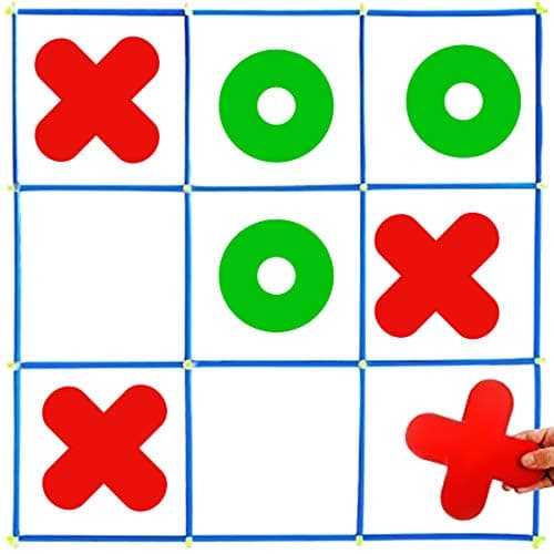 RAINBOW TOYFROG Jumbo Tic Tac Toe Set Large IndoorOutdoor Games Backyard Fun for Kids Adults Party Play with Carry Bag