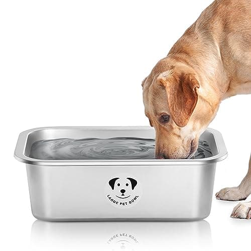 Stainless Steel Dog Bowls for Large Dogs, High Capacity Metal Dog Food Bowls, Food and Water Bowl for Large, X-Large, and Big Dogs 2.65 Gallons
