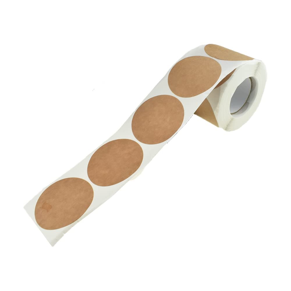 HAHIYO 2Inch 500Pcs Natural Brown Kraft Sticker Round Label Sticker Roll Round Blank Label Sticker to Write On Permanent Adhesive Dot Sticker for Jar and Canning Label Price Tag Store Organizing
