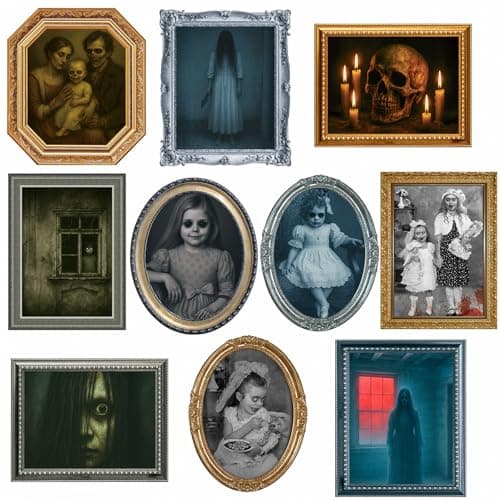 Halloween Decorations Indoor Scary Wall Decor, 10Piece Poster Creepy Frames Portraits Pictures, Gothic Decor Horror Castle Haunted House Mansion Decor Decoration Party Supplies