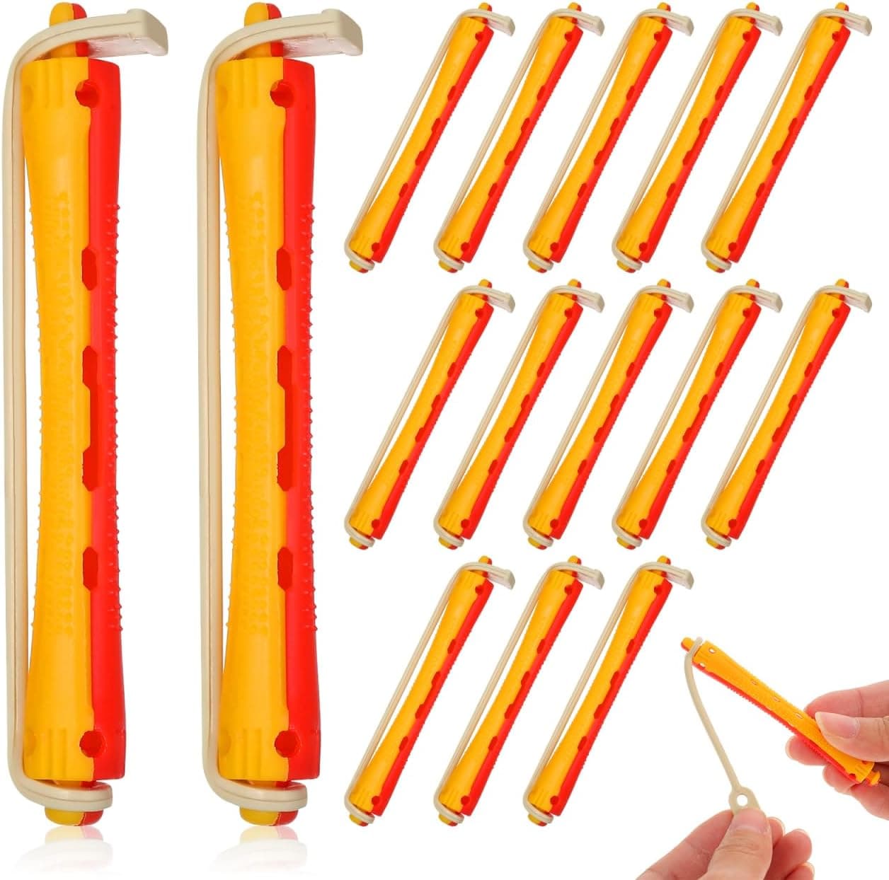 Healeved 24Pcs Hair Perm Rods with Elastic Bands for Women Salon Styling Tool for DIY Curls Wavy Hair and Retro for Home Use