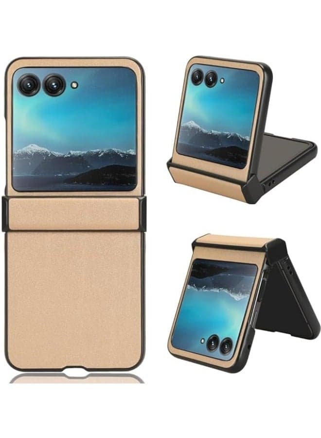 Compatible with Motorola Razr 40 Ultra Case with Hinge Protection, 【Hard PC + PU Leather Cover】 Full Body Shockproof Protective Phone Case for Moto Razr 40 Ultra