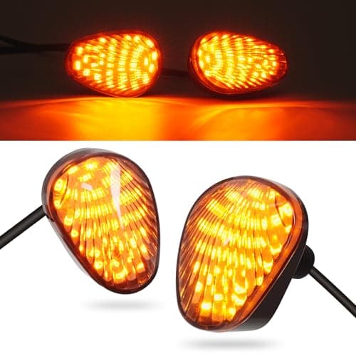 Benlari Flush Mount Motorcycle Turn Signal 2PCS 12V Smoked LED Indicator Light Blinker Compatible with Yamaha YZF R1 R3 R6 R6S TMAX MT07 MT09 Fazer FZ6 FZ1 FZ FZ6R FZ07 FZ8 FZ09Amber