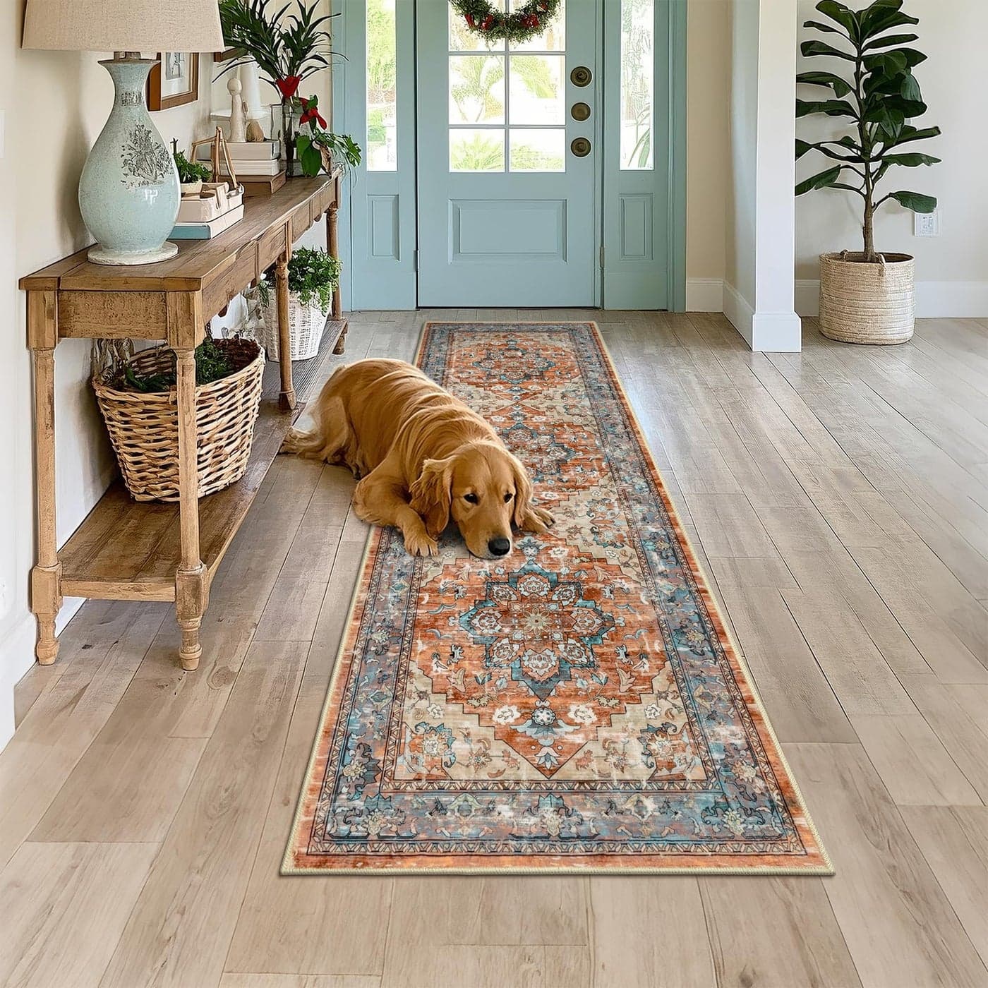 Bsmathom Runner Rug for Hallways Non Slip Washable Boho 2x6 Hallway Low Pile Throw Rugs Vintage Carpet Runners for Entry Way Kitchen Laundry Room Bathroom