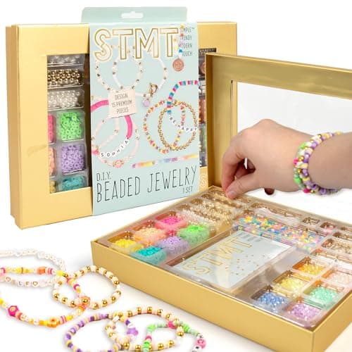 STMT DIY Beaded Jewelry Kit Makes 15 Premium Pieces Includes Bracelet Making Supplies Letter Beads Enameled Charms Great Teen Girl Gifts