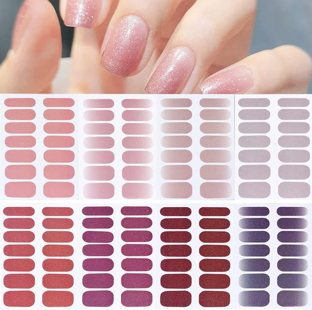 Mother's Day Gifts 8 Sheets Elegant Nail Polish Stickers & 3 Pieces Nail File,Self-Adhesive Nail Art Decals Strips Manicure Kits Nail Art Designs for Women Girls(Pure Colors)