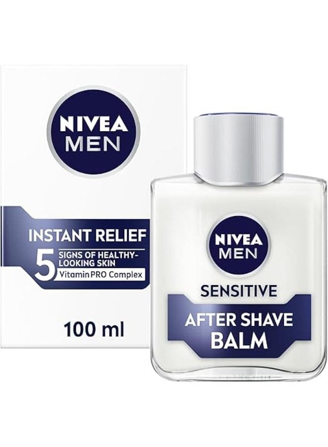 NIVEA MEN Sensitive After Shave Balm, With Chamomile & Hamamelis, Alcohol-Free Soothing Care for Irritated Skin, 100ml