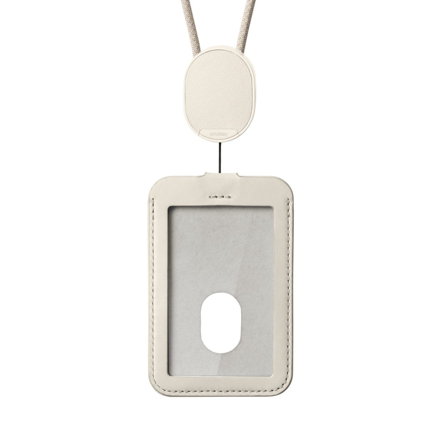 Orbitkey ID Card Holder | Made with LWG-Certified Top Grain Leather and Durable Dyneema Cord | Holds 1 Access Card and 1 Non-RFID Card (with Lanyard, Stone)
