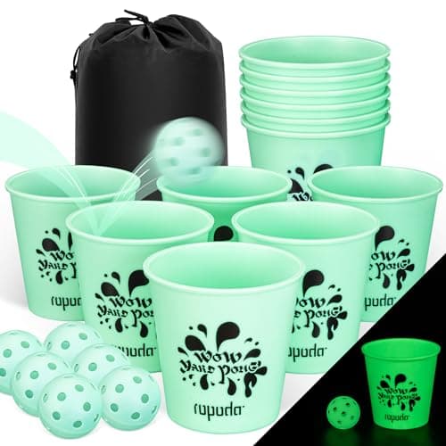 ropoda Giant Yard PongYard Games with Durable Buckets and Balls Choose Red Large XL or Green Glow in the Dark Outdoor Game with Carry Bag for the BeachLawn Great Gift Choice for Families