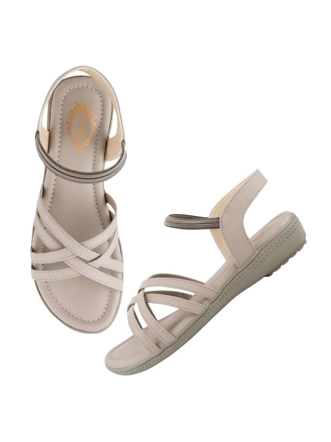 Shoetopia Women's SND-1080 Grey Flat Sandal-5 Kids UK (SND-1080-Grey)-EU38