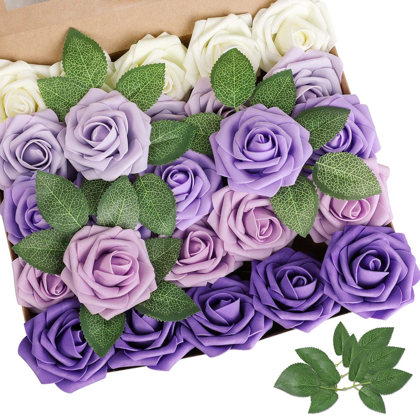 AmyHomie Artificial Flower Seriesc Purple Rose 25pcs Real Looking Fake Roses wStem for DIY Wedding Bouquets Centerpieces Arrangements Party Baby Shower Home Decorations
