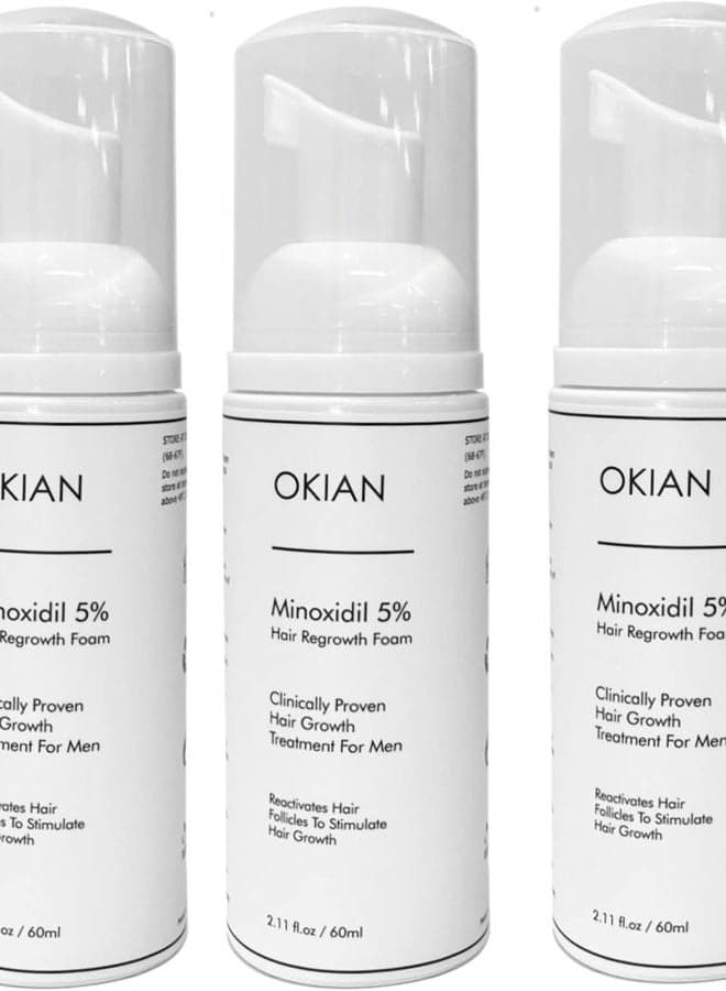 Minoxidil Foam 5%, Hair Regrowth Treatment for Thicker and Fuller Hair 2 oz Bottle (3 Bottles)