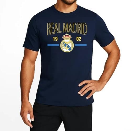 Icon Sports Officially Licensed Real Madrid CF Cotton T-Shirt - Unisex Adult - RM521CT Navy XL