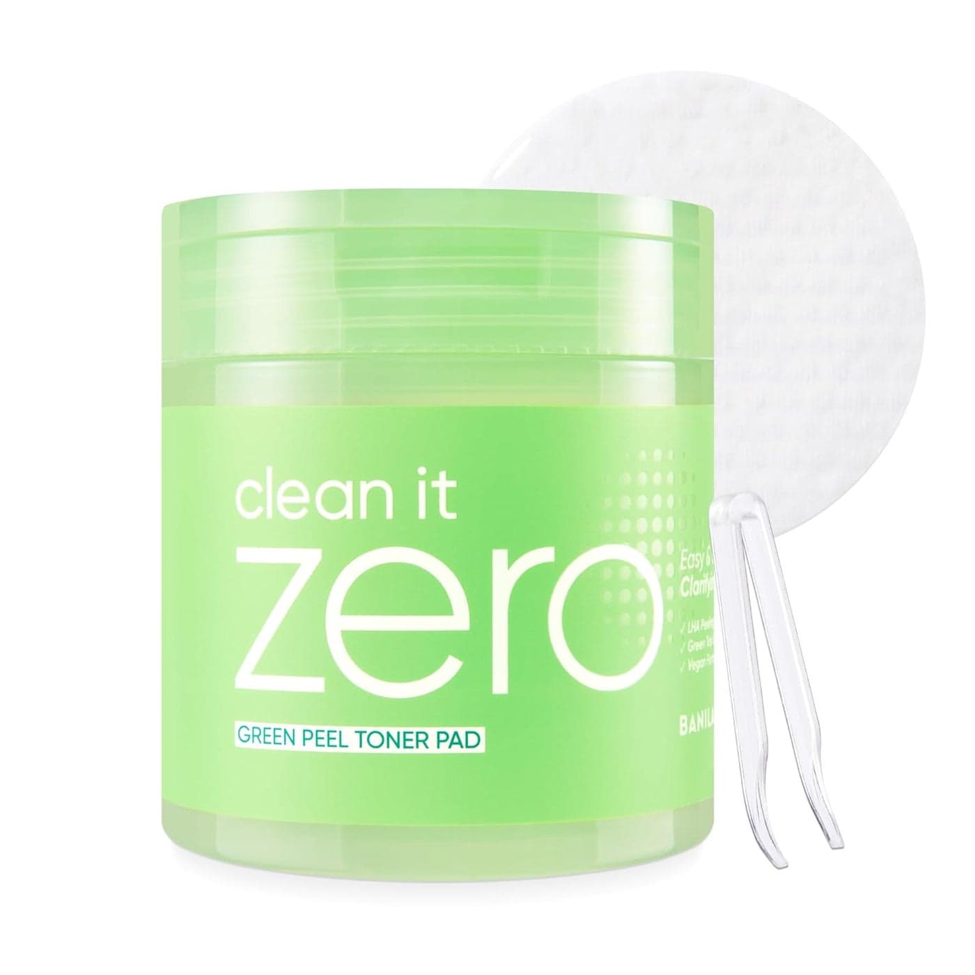 BANILA CO Clean it Zero Green Peel Toner Pad Vegan Korean Dual Textured for Gentle Exfoliating Green Complex and LHA to Even Skin Texture and Remove Sebum Hypoallergenic AlcoholFree 70ea