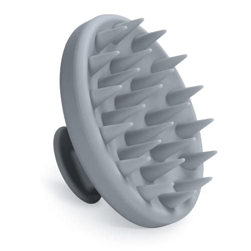 Meartchy Silicone Scalp Massager Scalp Scrubber for Hair Growth with Soft Bristles Scalp Exfoliator Brush Dandruff Removal Shampoo Brush for Wet Dry Scalp Care Grey