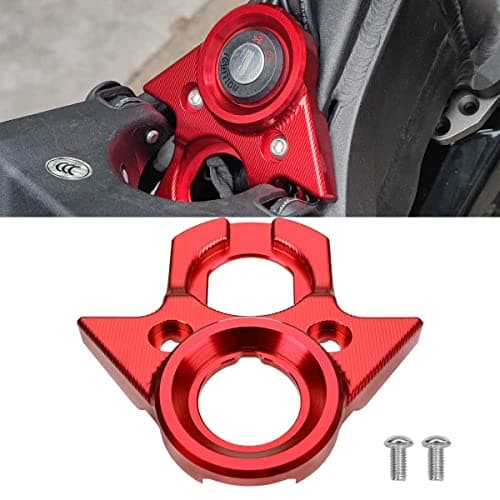 BILLFARO Motorcycle Ignition Key Switch Cover,Dirt Bike Aluminum Key Version Ignition Lock Cylinder Cover Mount Plate for Sur Ron Light Bee X/S for Segway X160/X260 (Red)