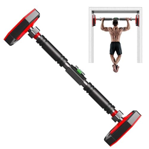 ROPECUBE Doorway Pull Up Bar - No Screw Installation, Adjustable Width Upper Body Workout Bar with Automatic Locking, 440 LBS Strength Training Pull-Up Bar for Home Gym Exercise