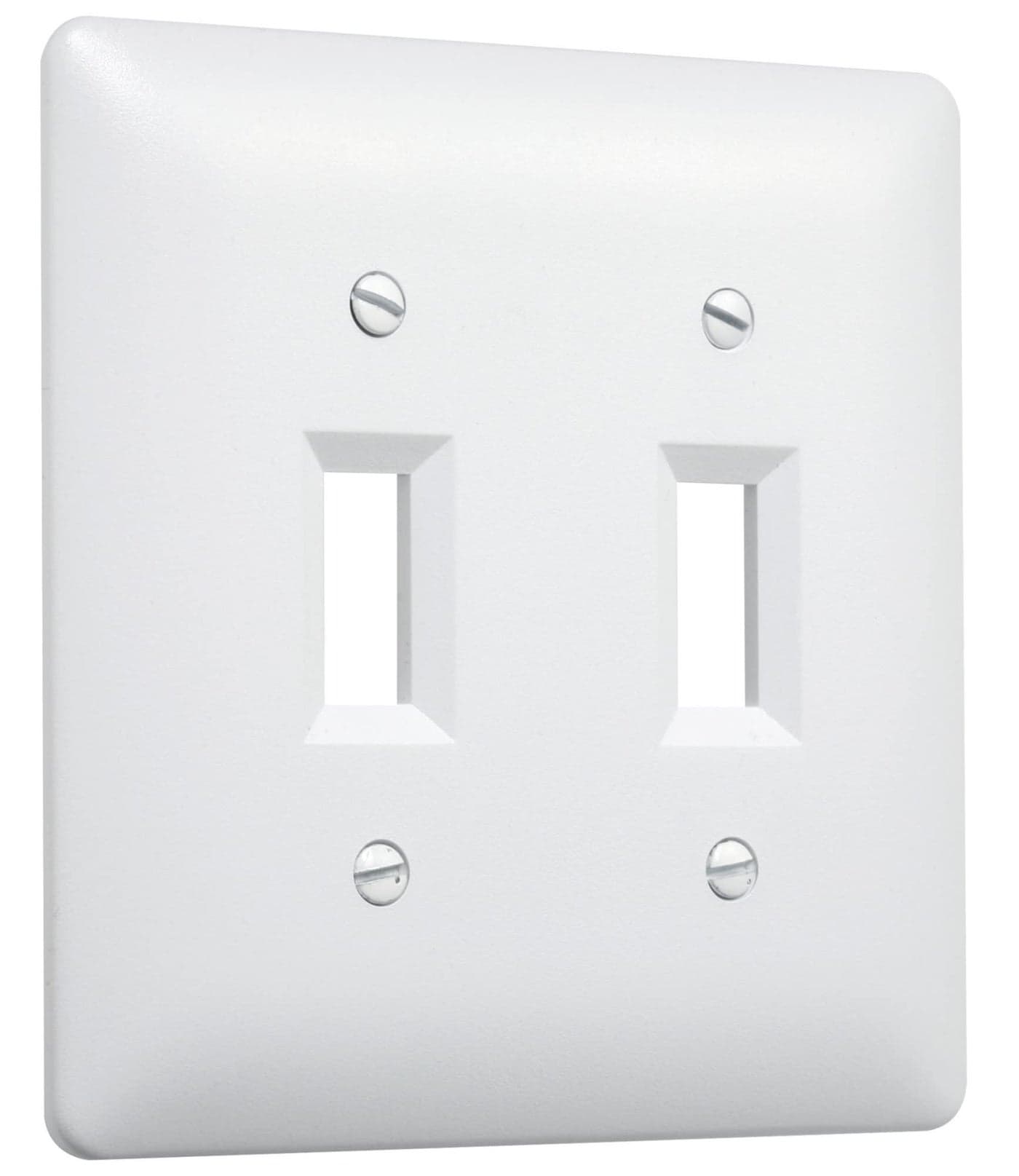 TayMac 4400W Paintable Double Toggle Light Switch Wall Plate Cover, White, 2-Gang