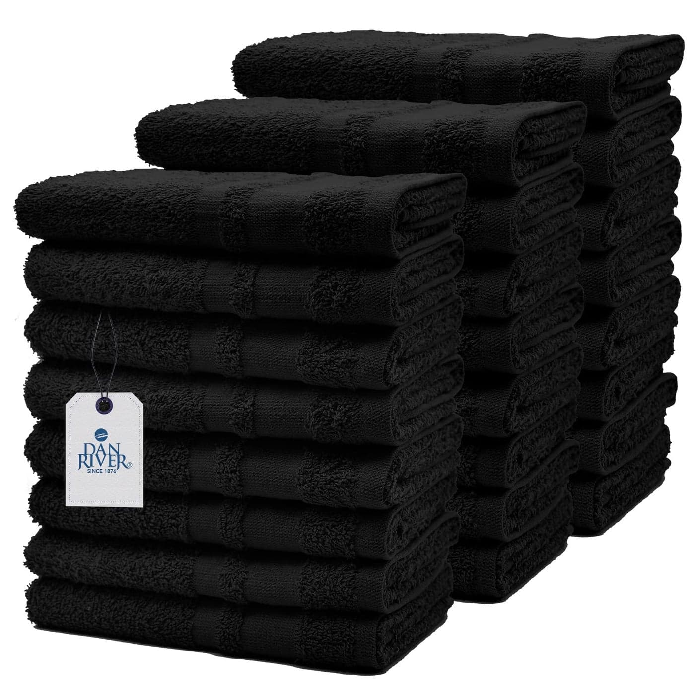 Dan River 100 Cotton Salon Towels Set 16x26 inches Black Pack of 24 400 GSM Highly Absorbent and QuickDry Towels for Hand Salon Spa Beauty Gyms and Home Hair Care