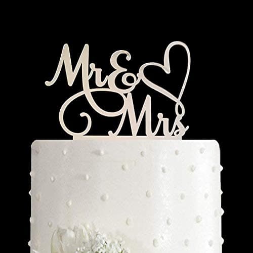 AMINJIE Mr and Mrs Cake Topper Bride and Groom Sign WeddingEngagement Cake Toppers Decoration Mirror Silvery Acrylic