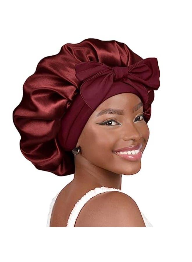 YANIBEST Adjustable Satin Bonnet for Sleeping Women Double Layer Hair Bonnet Reduce Friction Prevent Frizz Natural Curly Hair