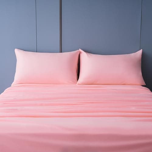 Best Season 1800 Thread Count Microfiber Fade Resistant Bed Sheet Set 4 Piece Full Blush Pink