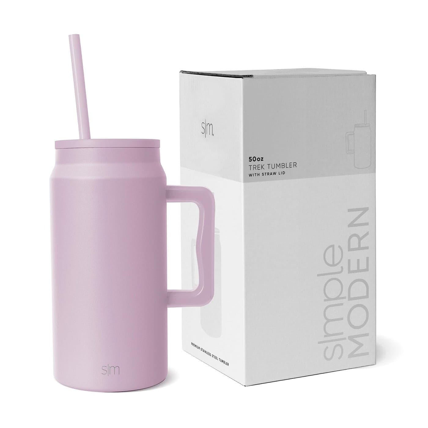 Simple Modern 50 oz Mug Tumbler with Handle and Straw Lid Reusable Insulated Stainless Steel Large Travel Jug Water Bottle Gifts for Women Men Him Her Trek Collection 50oz Lavender Mist